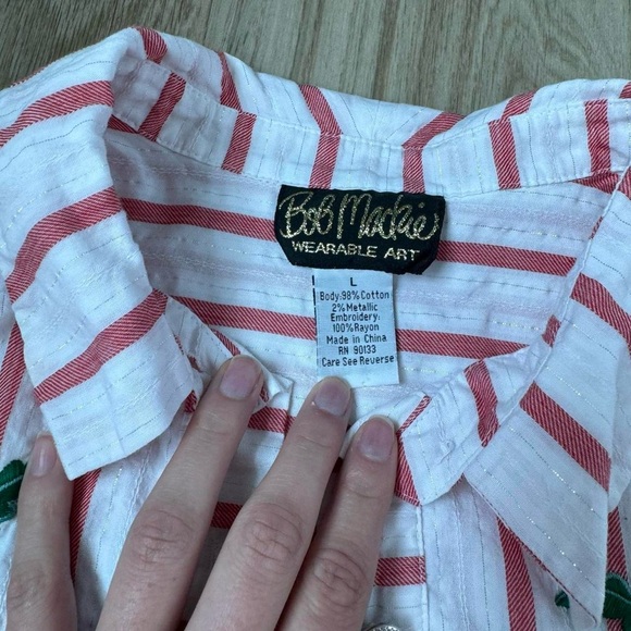 Vintage button down blouse with cherries - Picture 4 of 5